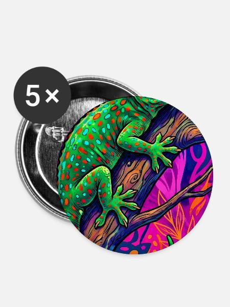 Gecko - Buttons groß 56 mm (5er Pack) - Weiß