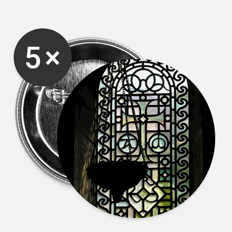 Stained Glass Window Silhouette - Buttons large 2.2''/56 mm (5-pack) - white