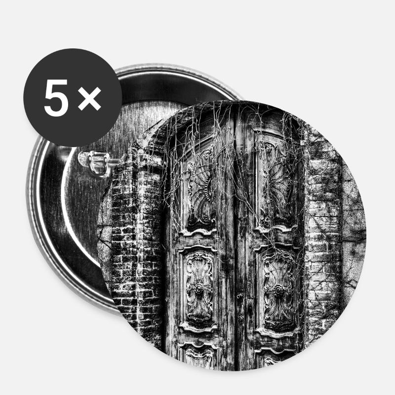 Gothic Ivy Door in Monochrome - Buttons large 2.2''/56 mm (5-pack) - white