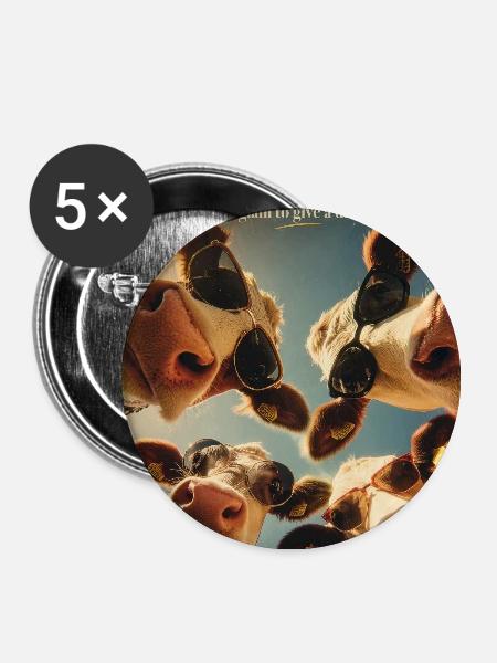 Mood Moo: Glam-Kuh-Poster - Buttons groß 56 mm (5er Pack) - Weiß