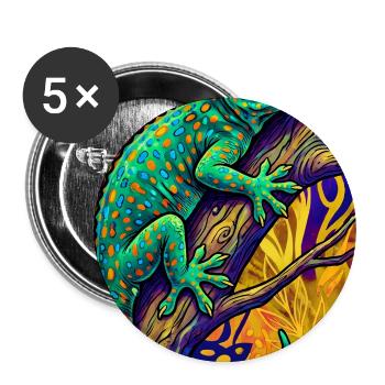Gecko - Lot de 5 grands badges (56 mm) - blanc - Devant