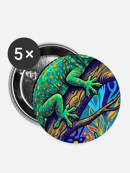 Gecko - Buttons groß 56 mm (5er Pack) - Weiß
