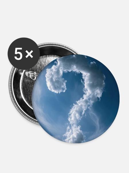 Wolken-Fragezeichen-Himmel - Buttons groß 56 mm (5er Pack) - Weiß