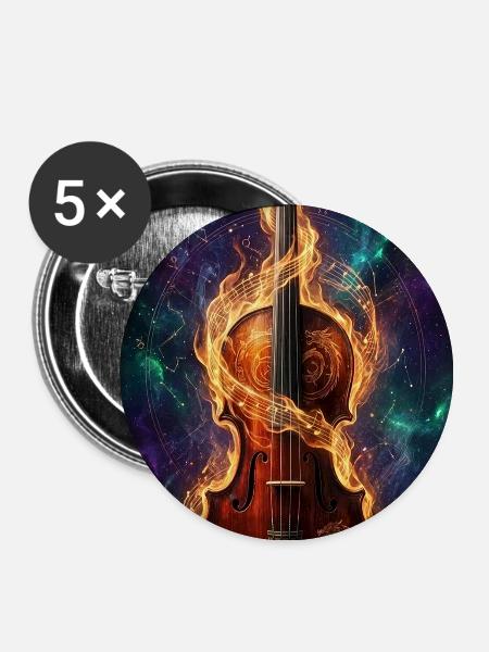 Inferno-Geige im Kosmos - Buttons groß 56 mm (5er Pack) - Weiß