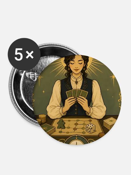 Brettspiel-Fan | Gesellschaftsspiele Tarot - Buttons groß 56 mm (5er Pack) - Weiß