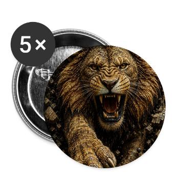 Fraktaler Goldener Löwe in Prägung - Buttons groß 56 mm (5er Pack) - Weiß - Vorne