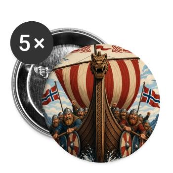 Wir rudern für Norwegen und gewinnen - Buttons groß 56 mm (5er Pack) - Weiß - Vorne