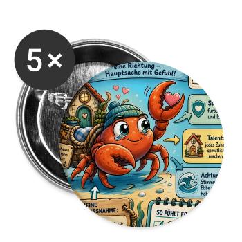 Sternzeichen Krebs – Gefühlvoll und sehr herzlich - Buttons groß 56 mm (5er Pack) - Weiß - Vorne