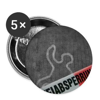 Ein Umriss einer Person auf einer Straße.  - Buttons groß 56 mm (5er Pack) - Weiß - Vorne
