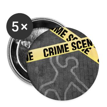 Eine Umriss einer Person auf einer Straße. Mord? - Buttons groß 56 mm (5er Pack) - Weiß - Vorne