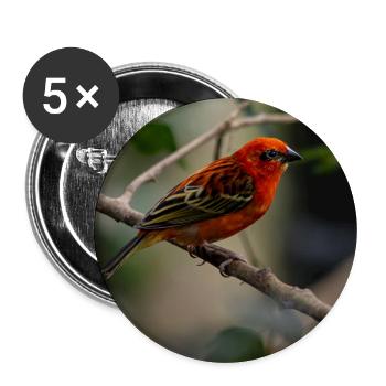 Ein leuchtend roter tropischer Vogel, der auf einem Ast saß - Buttons groß 56 mm (5er Pack) - Weiß - Vorne
