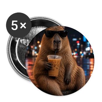 Urban Coffee Capybara - Buttons groß 56 mm (5er Pack) - Weiß - Vorne