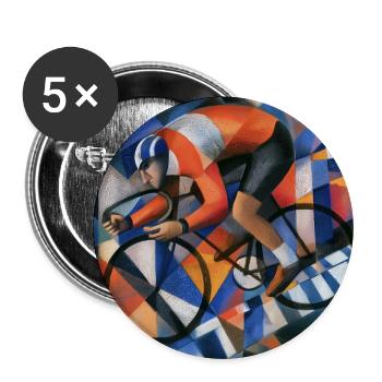Fahrrad Kunst – abstrakter Rennradfahrer - Buttons groß 56 mm (5er Pack) - Weiß - Vorne