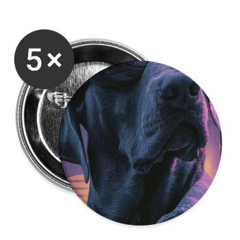 Neon-Vaporwave Hund - Buttons groß 56 mm (5er Pack) - Weiß - Vorne