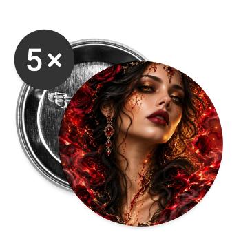 Infernalische Rosenkönigin – Gotisches Feuerporträt - Buttons groß 56 mm (5er Pack) - Weiß - Vorne