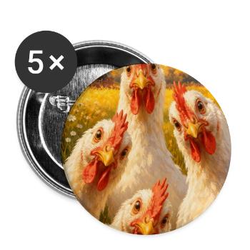 Sunlit Hen Quartett - Buttons groß 56 mm (5er Pack) - Weiß - Vorne