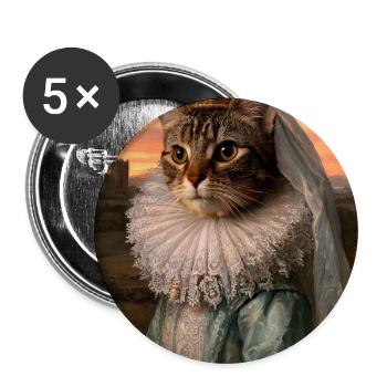 Königliches Katzenkönigin-Porträt - Buttons groß 56 mm (5er Pack) - Weiß - Vorne