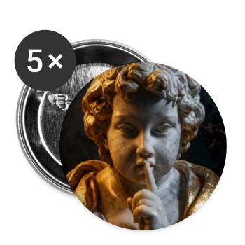 Flüsternder Cherub im goldenen Schein - Buttons groß 56 mm (5er Pack) - Weiß - Vorne