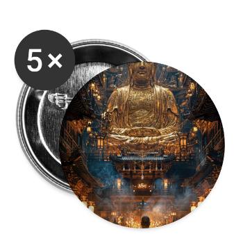 Goldener Buddha in der Heiligen Halle - Buttons groß 56 mm (5er Pack) - Weiß - Vorne