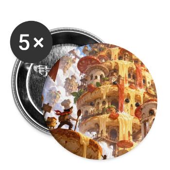 Käsegebundener Fantasieturm - Buttons groß 56 mm (5er Pack) - Weiß - Vorne