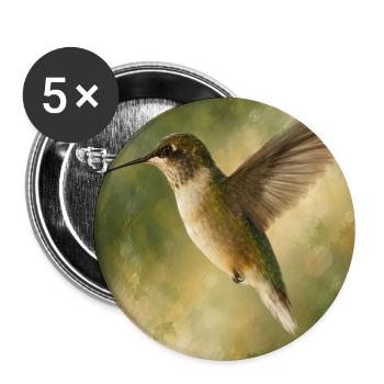 Kolibri im grünen Licht - Buttons groß 56 mm (5er Pack) - Weiß - Vorne