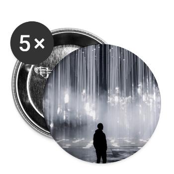 Leuchtende Lichtfall-Silhouette - Buttons groß 56 mm (5er Pack) - Weiß - Vorne