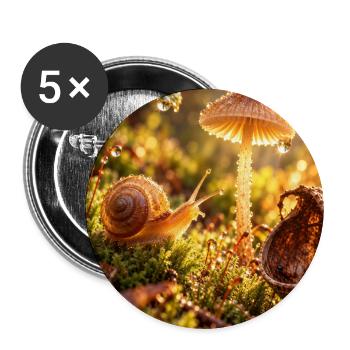 Goldener Tau: Pilzschnecken-Glow - Buttons groß 56 mm (5er Pack) - Weiß - Vorne
