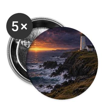 Dusk Lighthouse an der Rocky Coast - Buttons groß 56 mm (5er Pack) - Weiß - Vorne