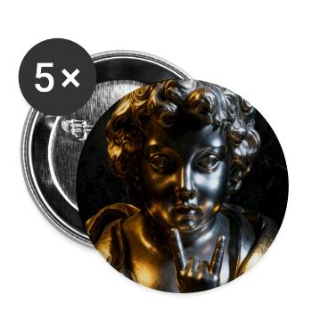 Goldene Cherub-Büste mit Felsgeste - Buttons groß 56 mm (5er Pack) - Weiß - Vorne