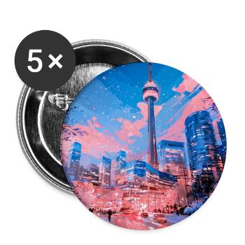 Neon Snow City Toronto - Buttons groß 56 mm (5er Pack) - Weiß - Vorne
