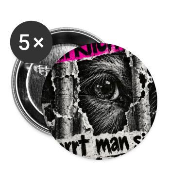 Tiere nicht einsperren - Buttons groß 56 mm (5er Pack) - Weiß - Vorne
