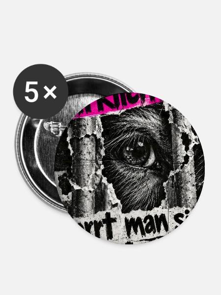 Tiere nicht einsperren - Buttons groß 56 mm (5er Pack) - Weiß