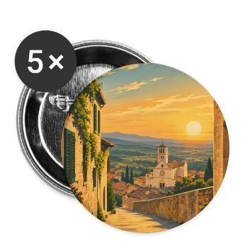 Assisi Umbrien - Buttons groß 56 mm (5er Pack) - Weiß - Vorne