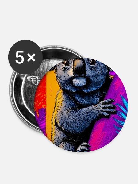 Koala - Buttons groß 56 mm (5er Pack) - Weiß