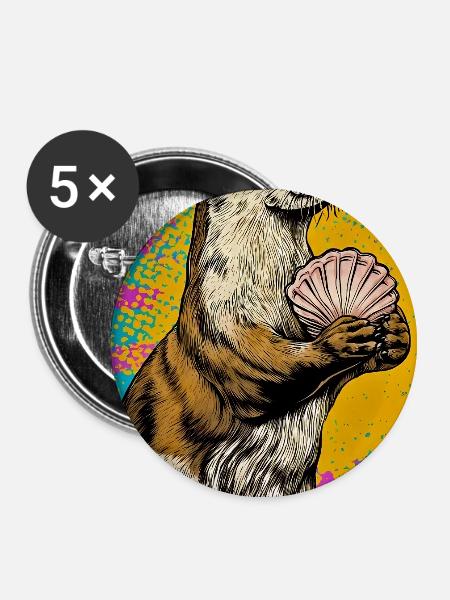 Otter - Buttons groß 56 mm (5er Pack) - Weiß