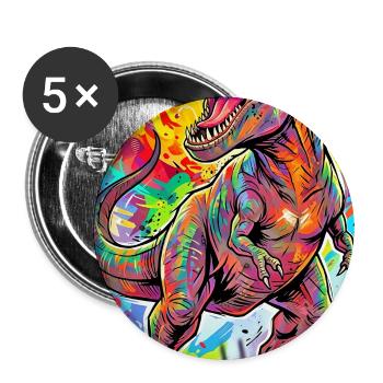 Dinosaurier - Buttons groß 56 mm (5er Pack) - Weiß - Vorne