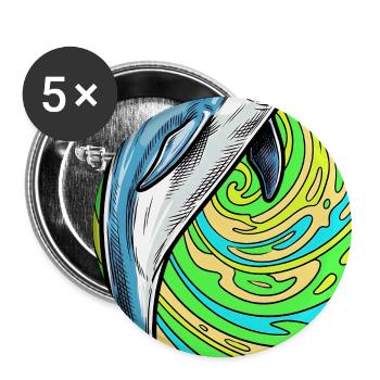 dauphin - Lot de 5 grands badges (56 mm) - blanc - Devant