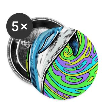 dauphin - Lot de 5 grands badges (56 mm) - blanc - Devant