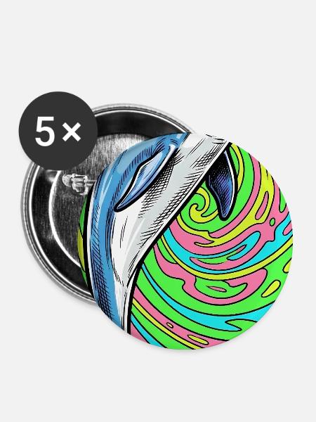 Delfin - Buttons groß 56 mm (5er Pack) - Weiß