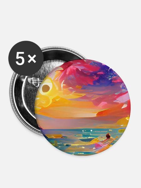 Sommertraum - Buttons groß 56 mm (5er Pack) - Weiß