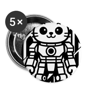 Katzenroboter in Space mit rotem Planeten - Buttons groß 56 mm (5er Pack) - Weiß - Vorne