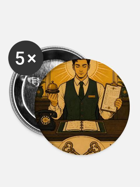 Rezeptionist | Empfang Tarot - Buttons groß 56 mm (5er Pack) - Weiß