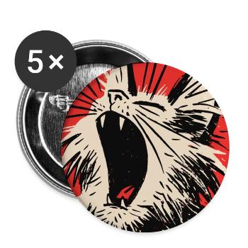 müdes Kätzchen - Buttons groß 56 mm (5er Pack) - Weiß - Vorne