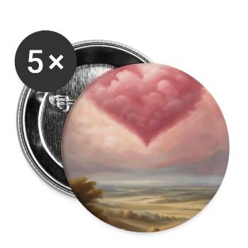 Herzwolke am Abend - Buttons groß 56 mm (5er Pack) - Weiß - Vorne
