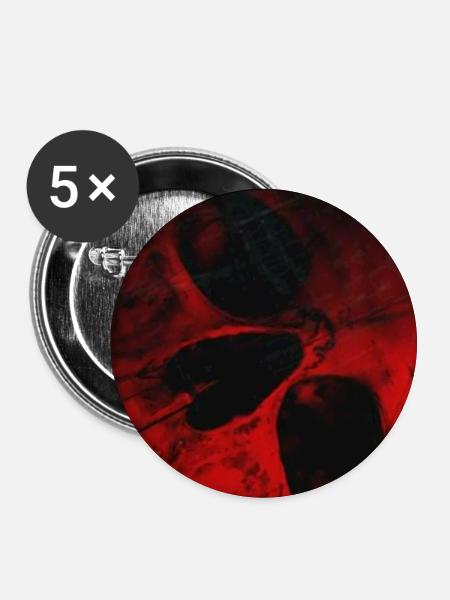 Rotes Schattenmuster Schädel - Buttons groß 56 mm (5er Pack) - Weiß