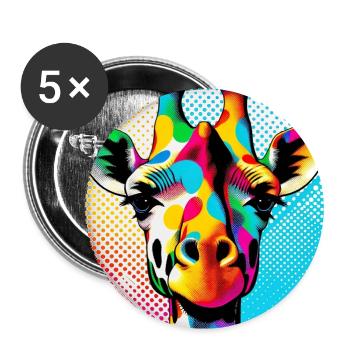 Giraffe Pop Art - Buttons groß 56 mm (5er Pack) - Weiß - Vorne