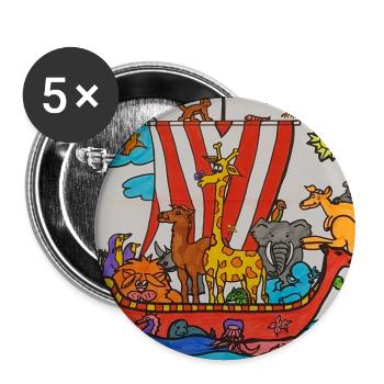 EG Arche Noah I Tiere I Natur - Buttons groß 56 mm (5er Pack) - Weiß - Vorne