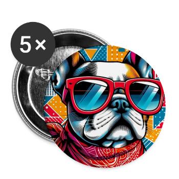 French Bulldog Dog - Buttons large 2.2''/56 mm (5-pack) - white - Front