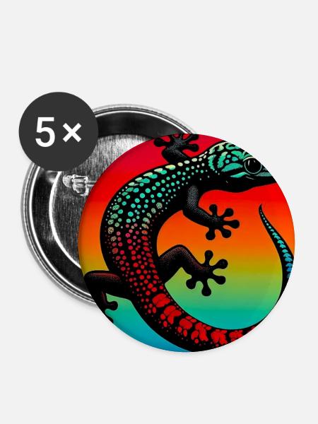 Gecko - Buttons groß 56 mm (5er Pack) - Weiß