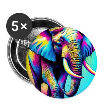 Elefant - Buttons groß 56 mm (5er Pack) - Weiß - Vorne